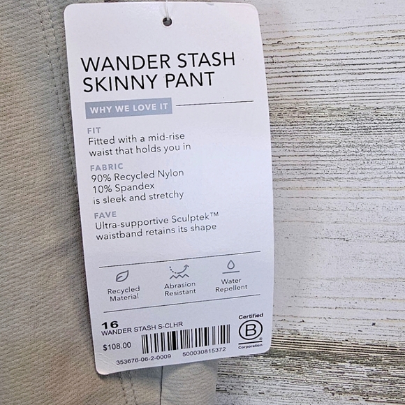 Athleta Women Wander Stash Skinny Pants 16 Light Gray Water Repellent Activewear - Picture 11 of 13